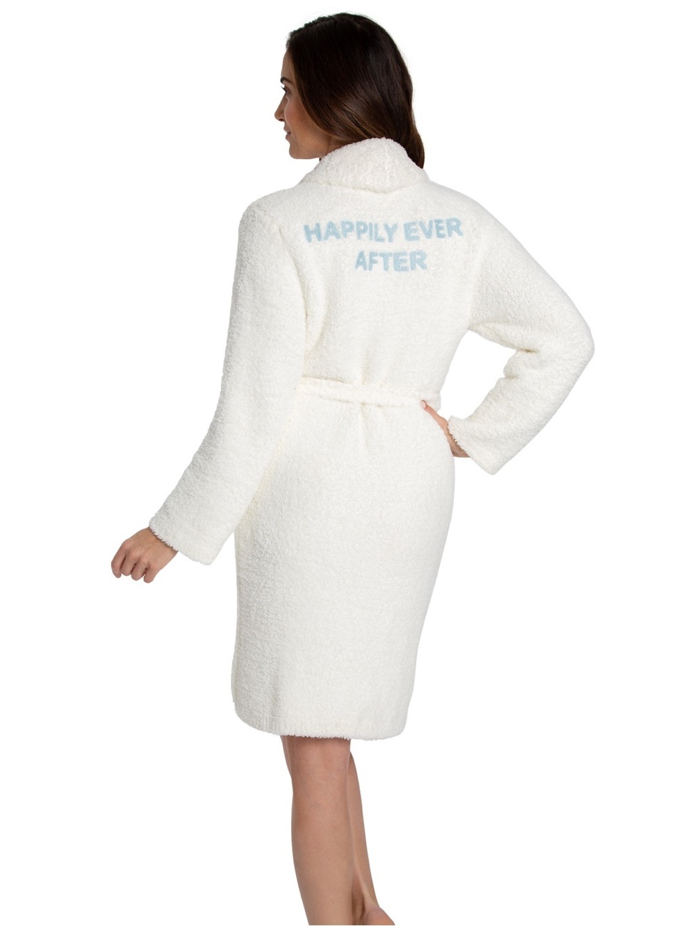 Disney Women's Cream Plush Robe with 'Happily Ever After' Embroidery